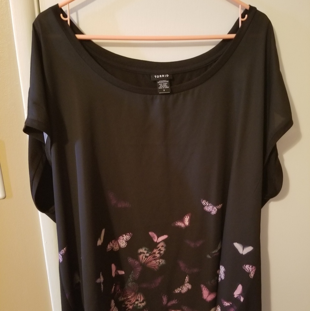 Black Blouse with Butterflies